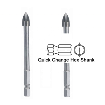 Hexagonal Quick change shank Carbide Spear Tipped Ceramic Porcelain Tile Glass Drill Bit